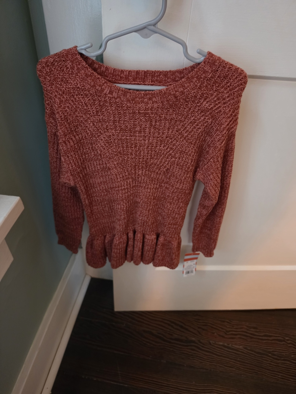 Cat & Jack Rust Knit Peplum Crewneck Sweater 3T